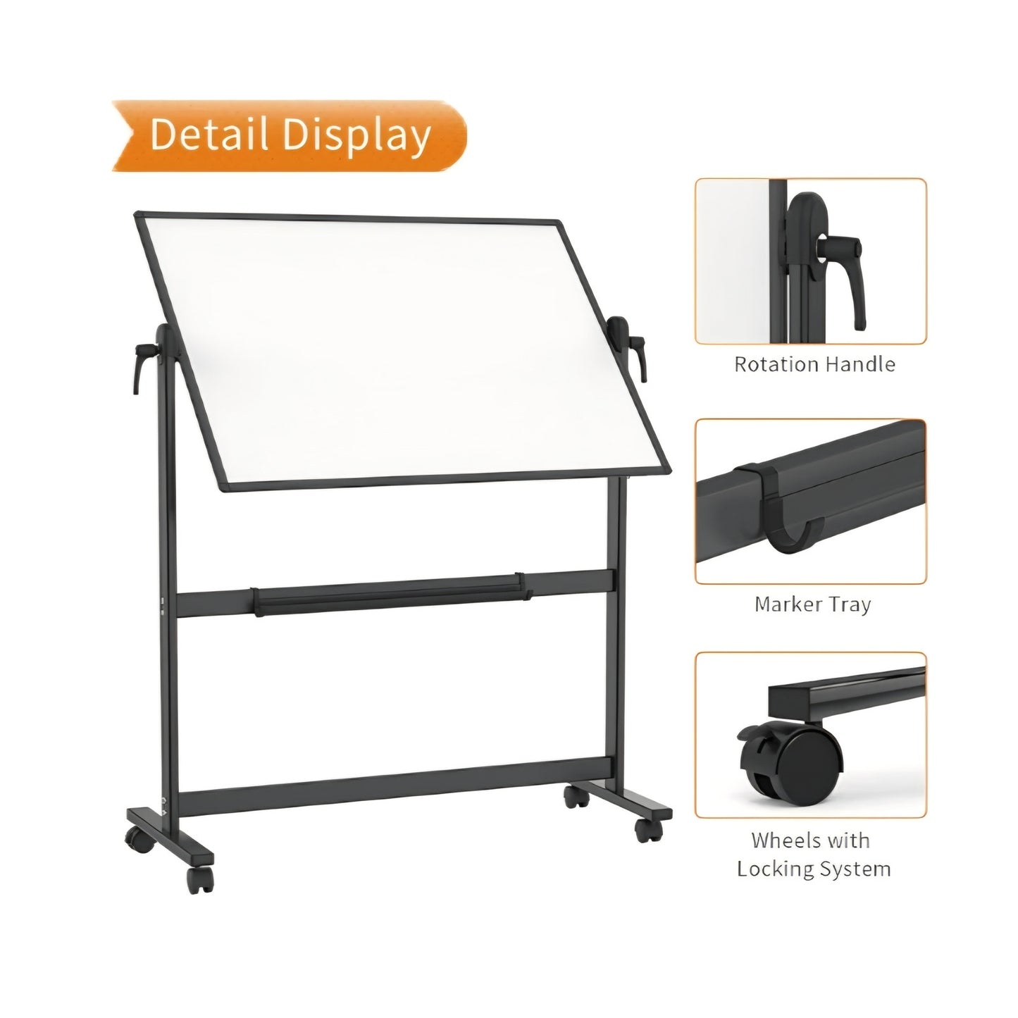 VIZ-PRO Double-Sided Magnetic Mobile Whiteboard, 48 x 36 Inches