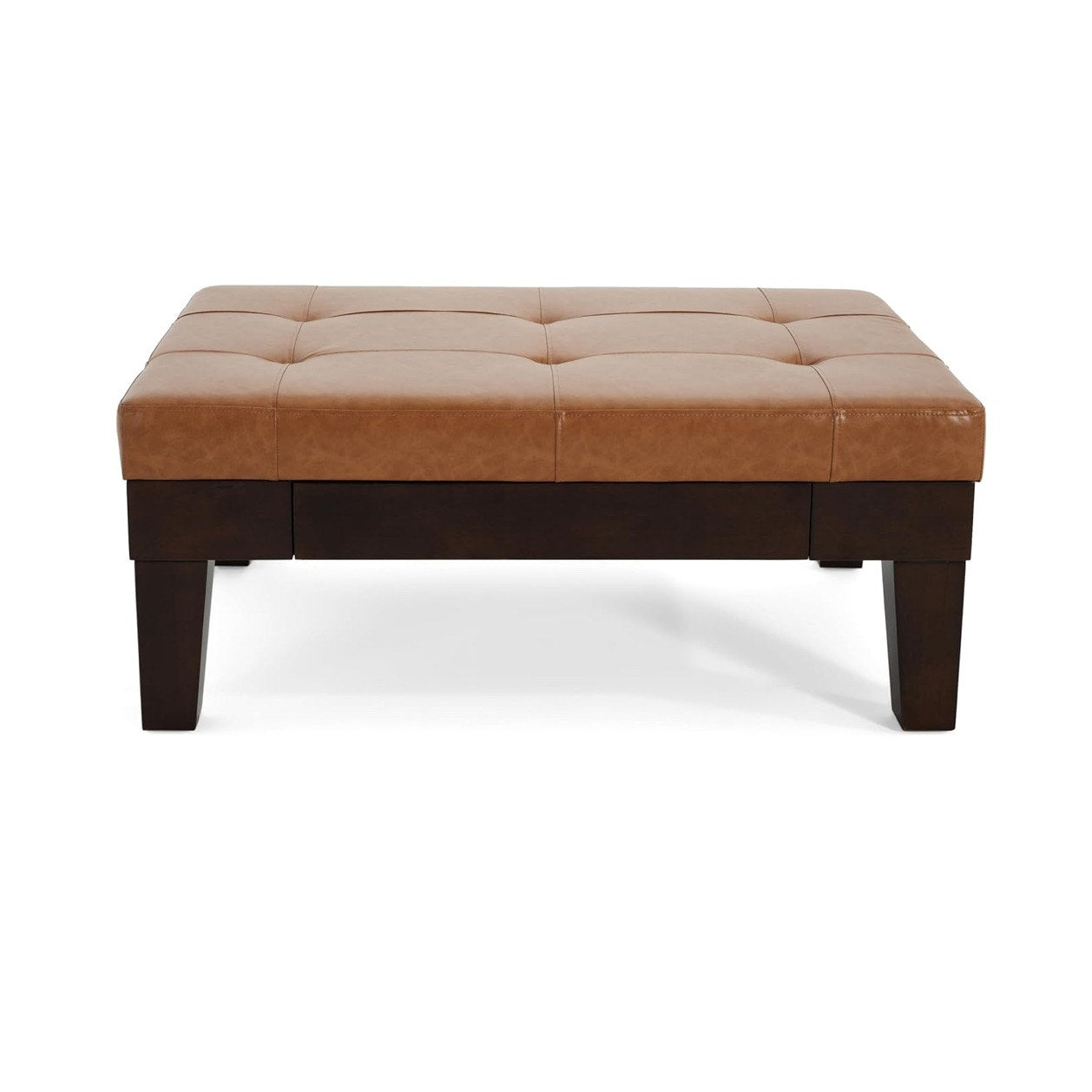 Merax Modern Storage Ottoman with Slide-Out Drawer, Bonded Leather