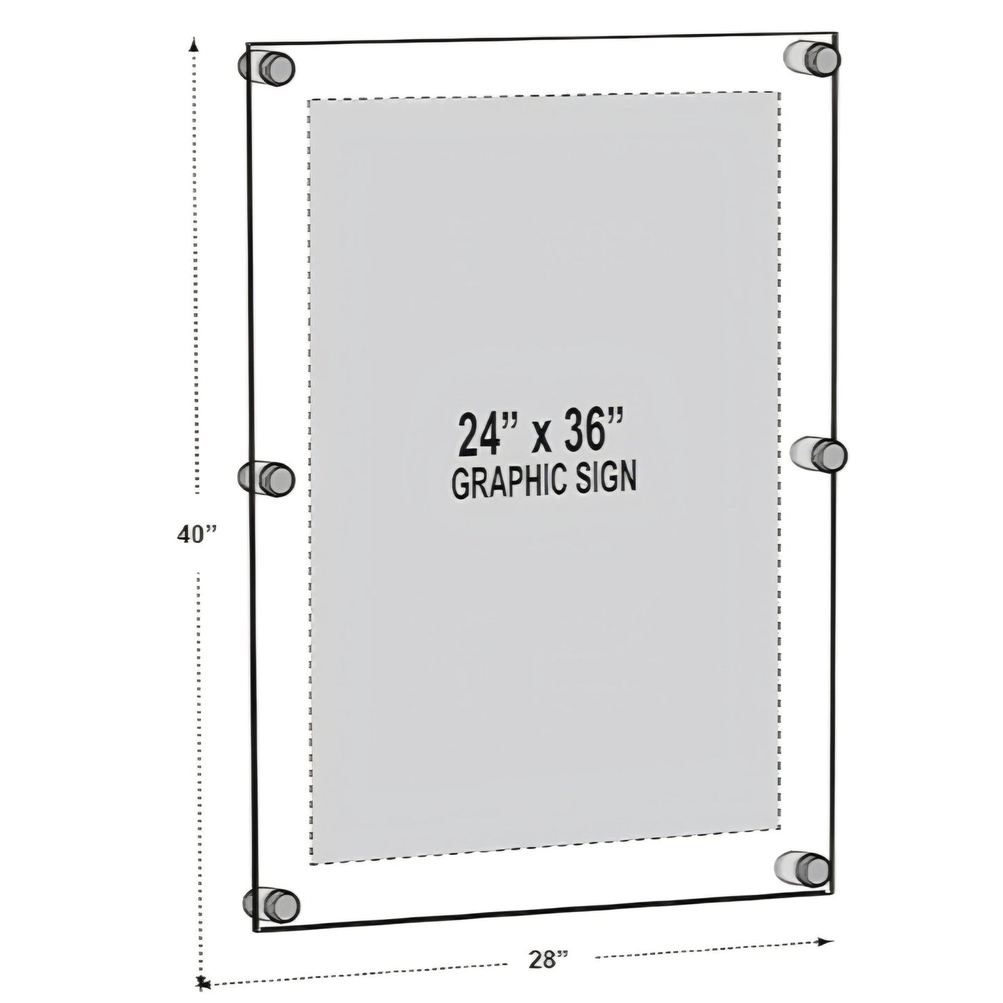 Azar Displays 105536-BLK Acrylic Floating Double Panel Wall Frame,28" x 40"