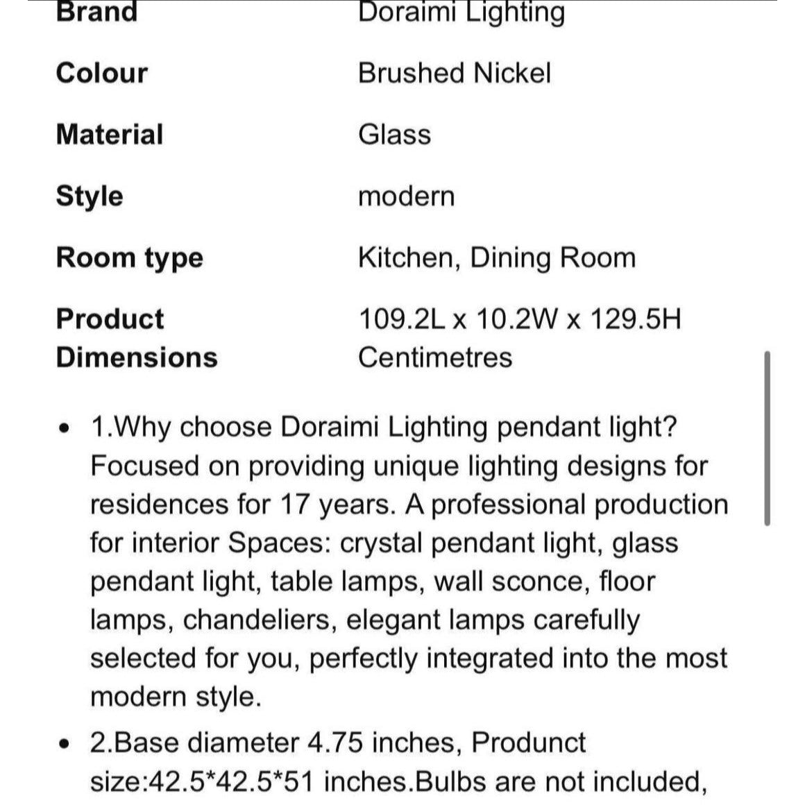 Doraimi Lighting 6 Light Kitchen Island Chandelier Hollow Lamp Cup Brushed Nickel Finish Modern Pend