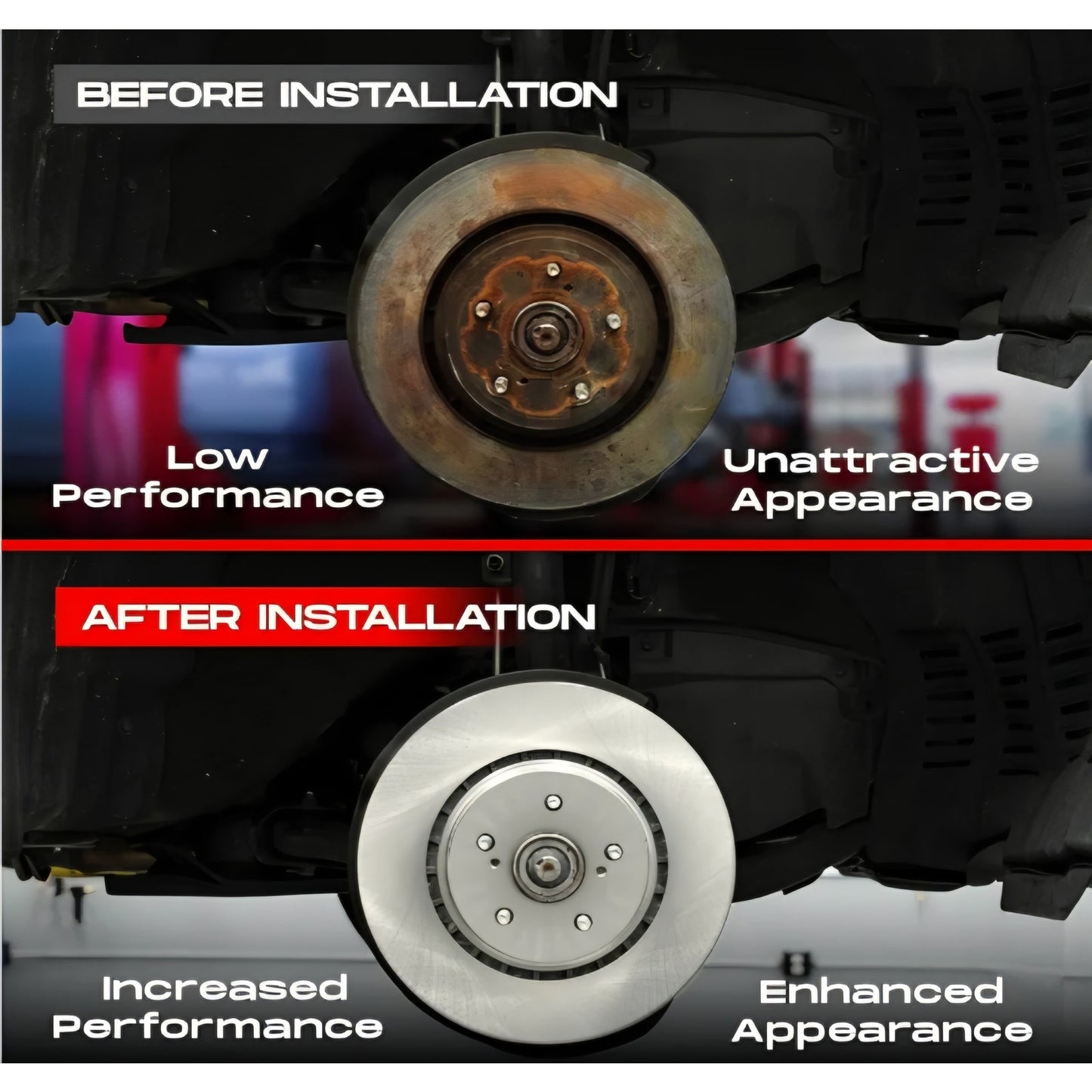 R1 Concepts Front and Rear Brakes and Rotors| Blank Brake Rotors| Front and Rear Ceramic Brake Pads