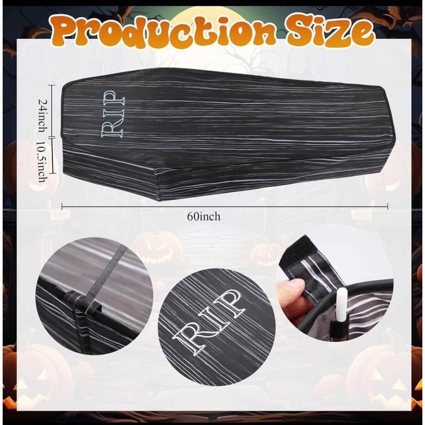 Halloween Coffin with Skeleton Set Pop up Coffin Life Size Collapsible Scary Fake Coffin Prop Really