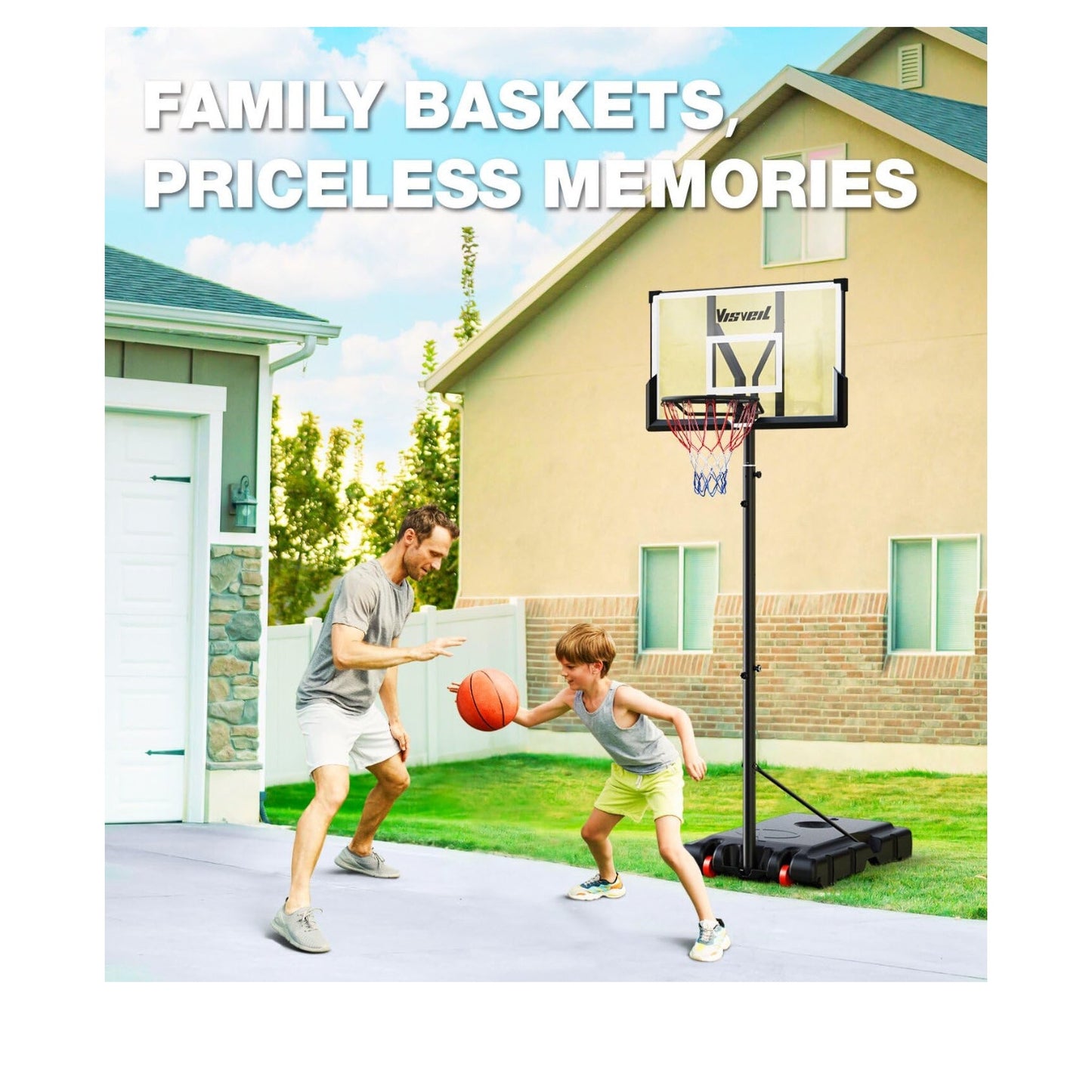 Basketball Hoop,Portable Basketball Hoop System for Outdoor, Adjustable Height.