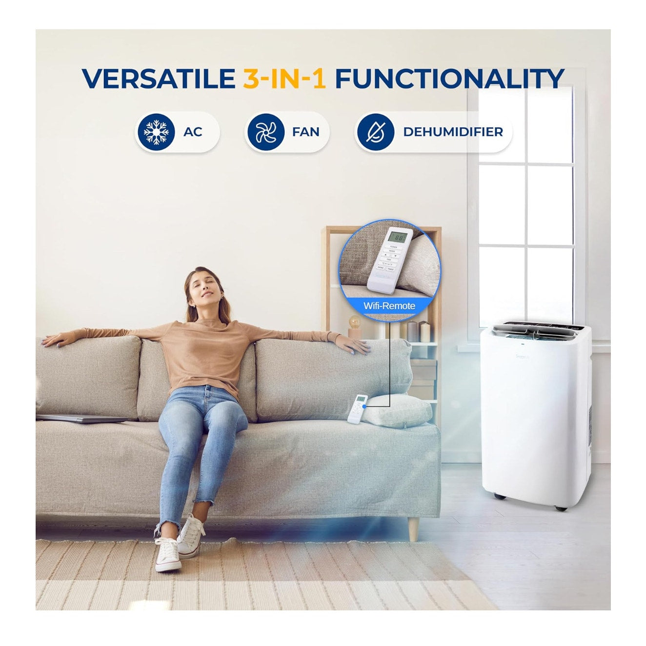 SereneLife Small Air Conditioner Portable 14,000 BTU with Built-in Dehumidifier - Portable AC unit
