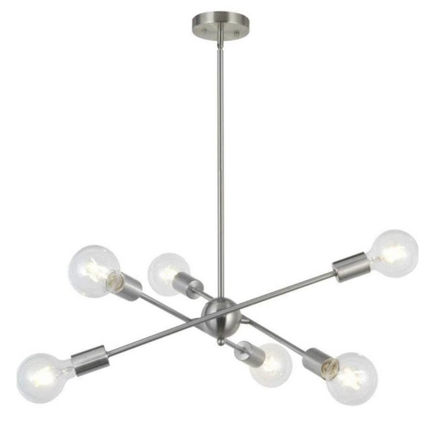 BONLICHT Sputnik Chandelier 6 Lights Modern Pendant Lighting Brushed Nickel Mid Century Flush Mount