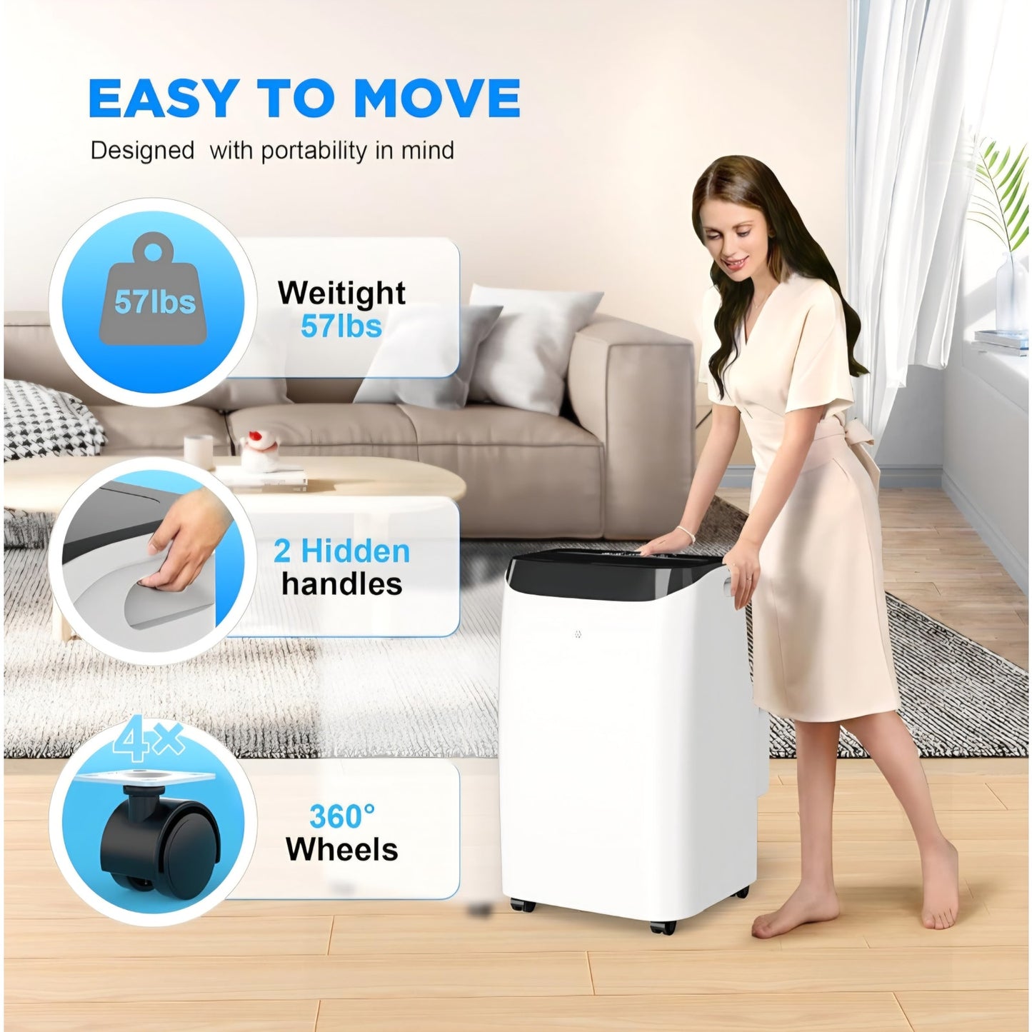 12000 BTU Portable Air Conditioners with Remote Control, 3-in-1 Free Standing Cooling AC Unit