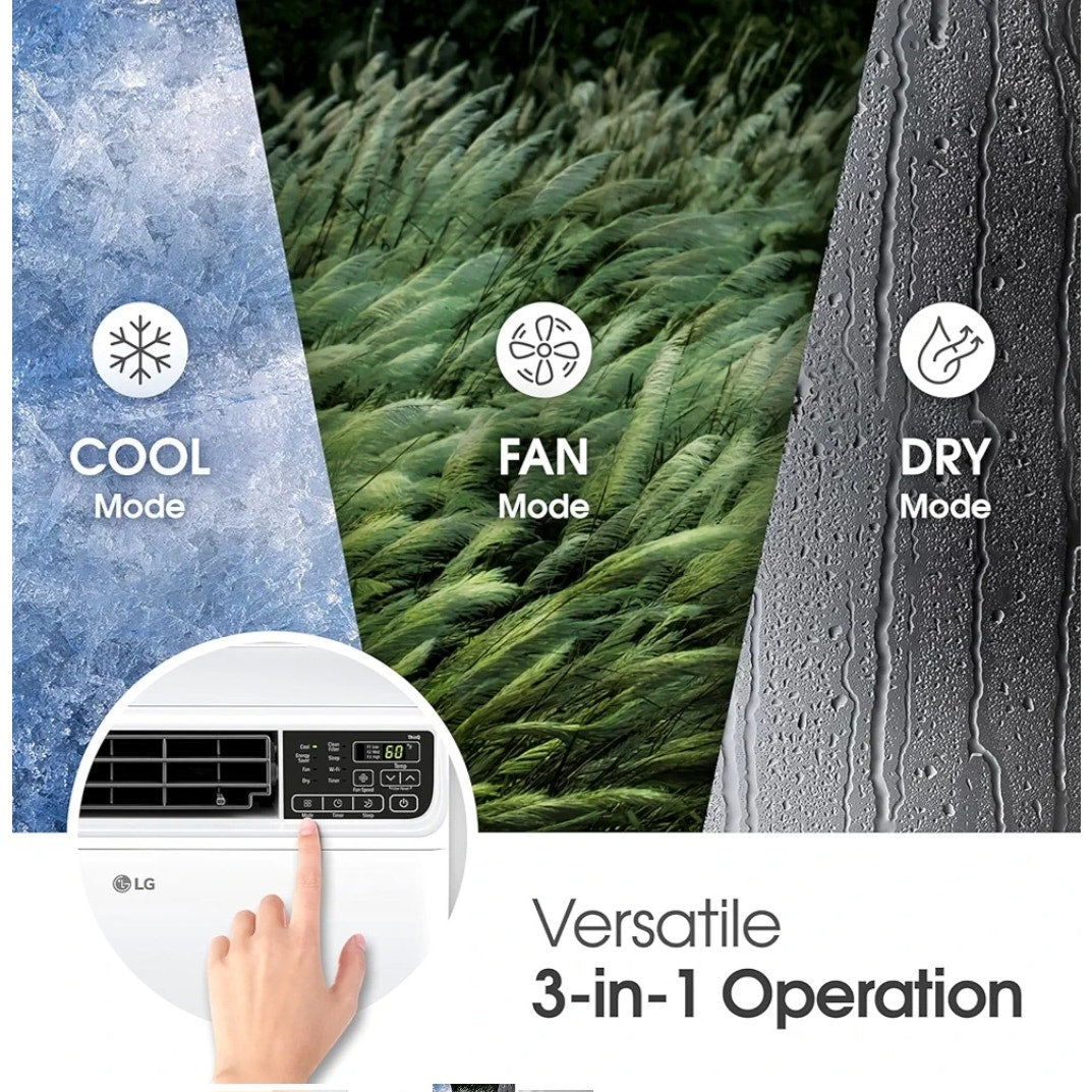LG 10,000 BTU Smart Window Air Conditioner, 115V, Cools 450 Sq. Ft. for Bedroom, Living Room, Apt