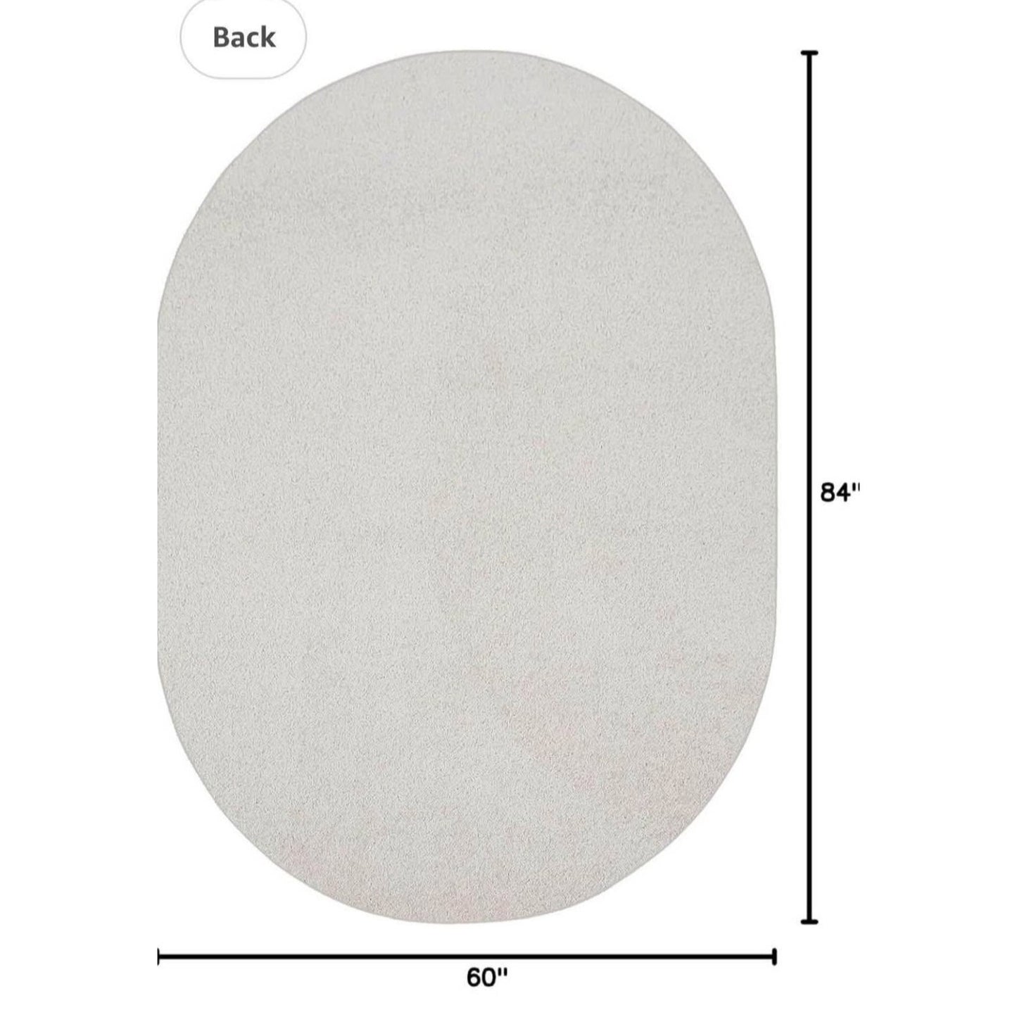 Ambiant Pet Friendly Solid Color Area Rugs Off White - 5' x 7' Oval, Indoor, Stain Resistant, Perfect for Living Room,
