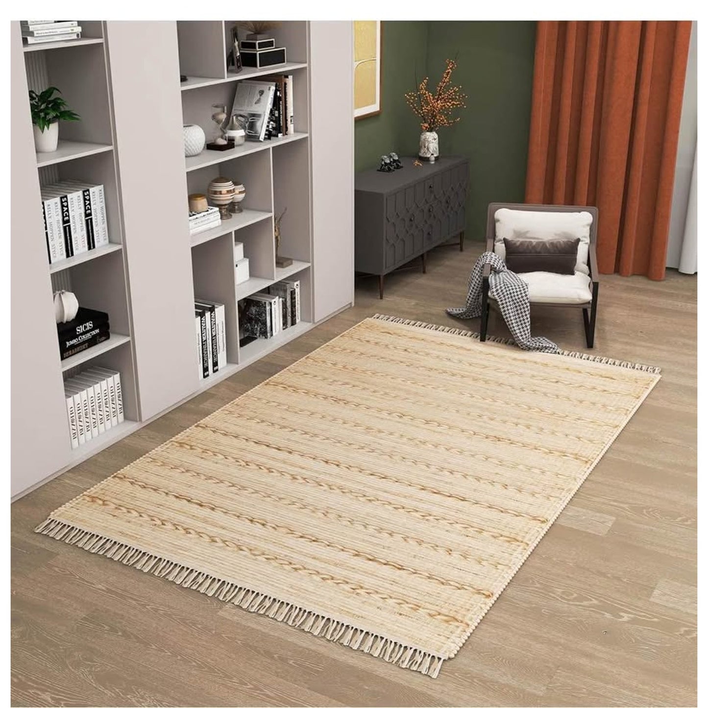 6x9 Ft Jute Natural Area Rug, Hand Woven Rug for Living Rooms, Kitchen, Bedroom & Dinings Premium Qu