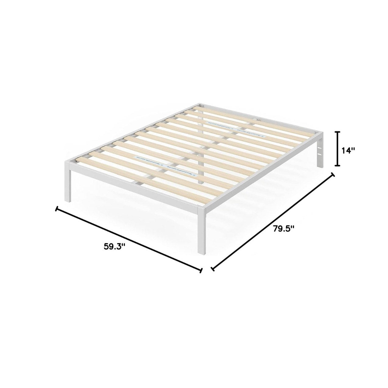 ZINUS Mia Metal Platform Bed Frame, Wood Slat Support, No Box Spring needed,White, Queen