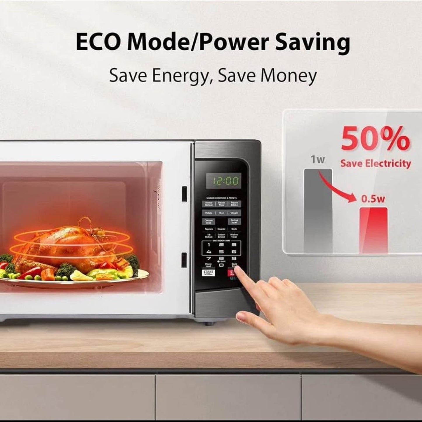 TOSHIBA EM131A5C-BS Countertop Microwave Ovens 1.2 Cu Ft, 12.4" Removable Turntable Smart Humidity S