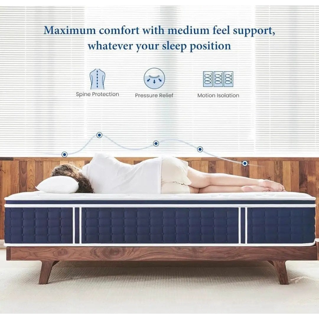 Coolvie California King Mattress 12 Inch, Medium Feel Cal King Mattress in a Box, Hybrid Individual