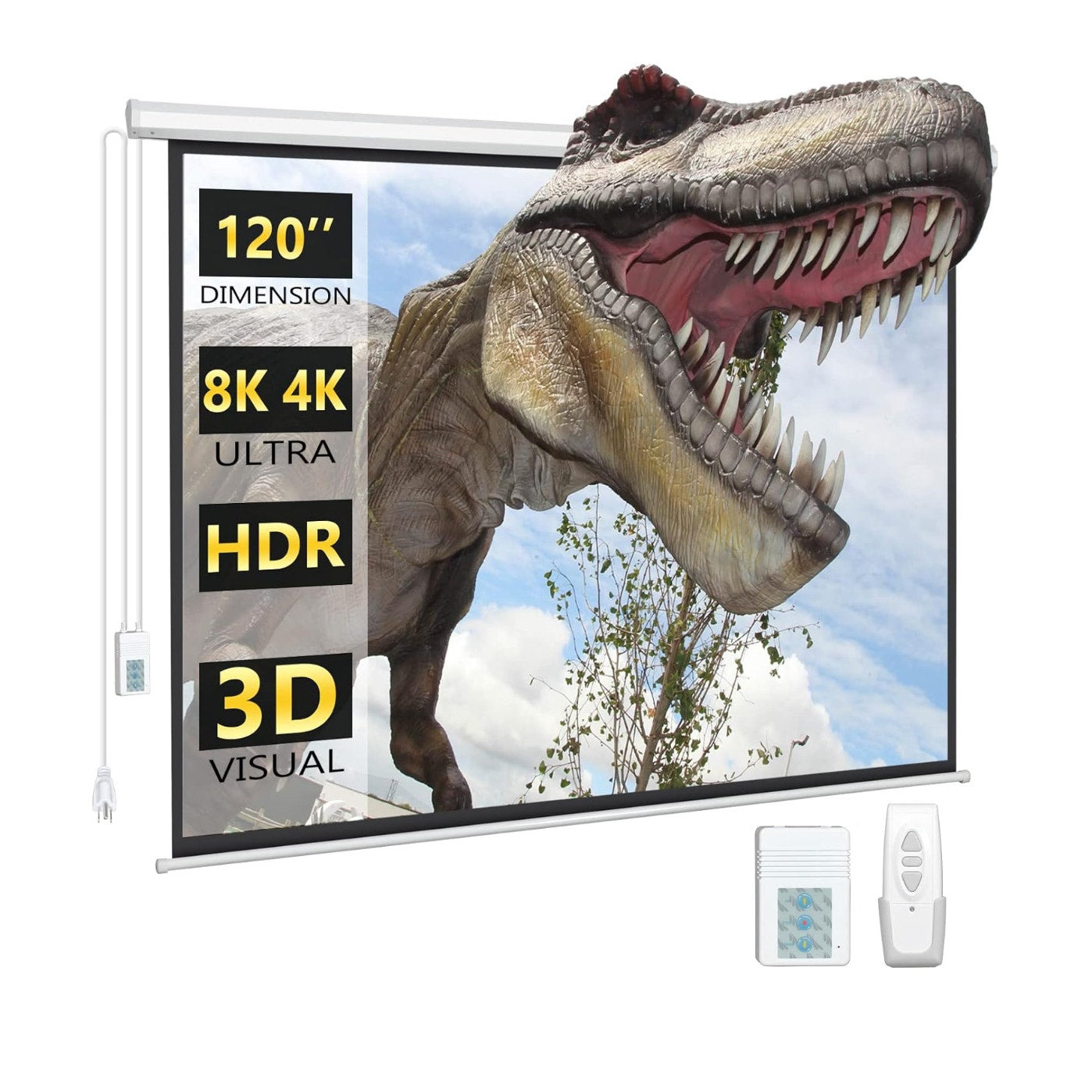 DINAH 120 Inch Electric Projector Screen with Remote, Automatic