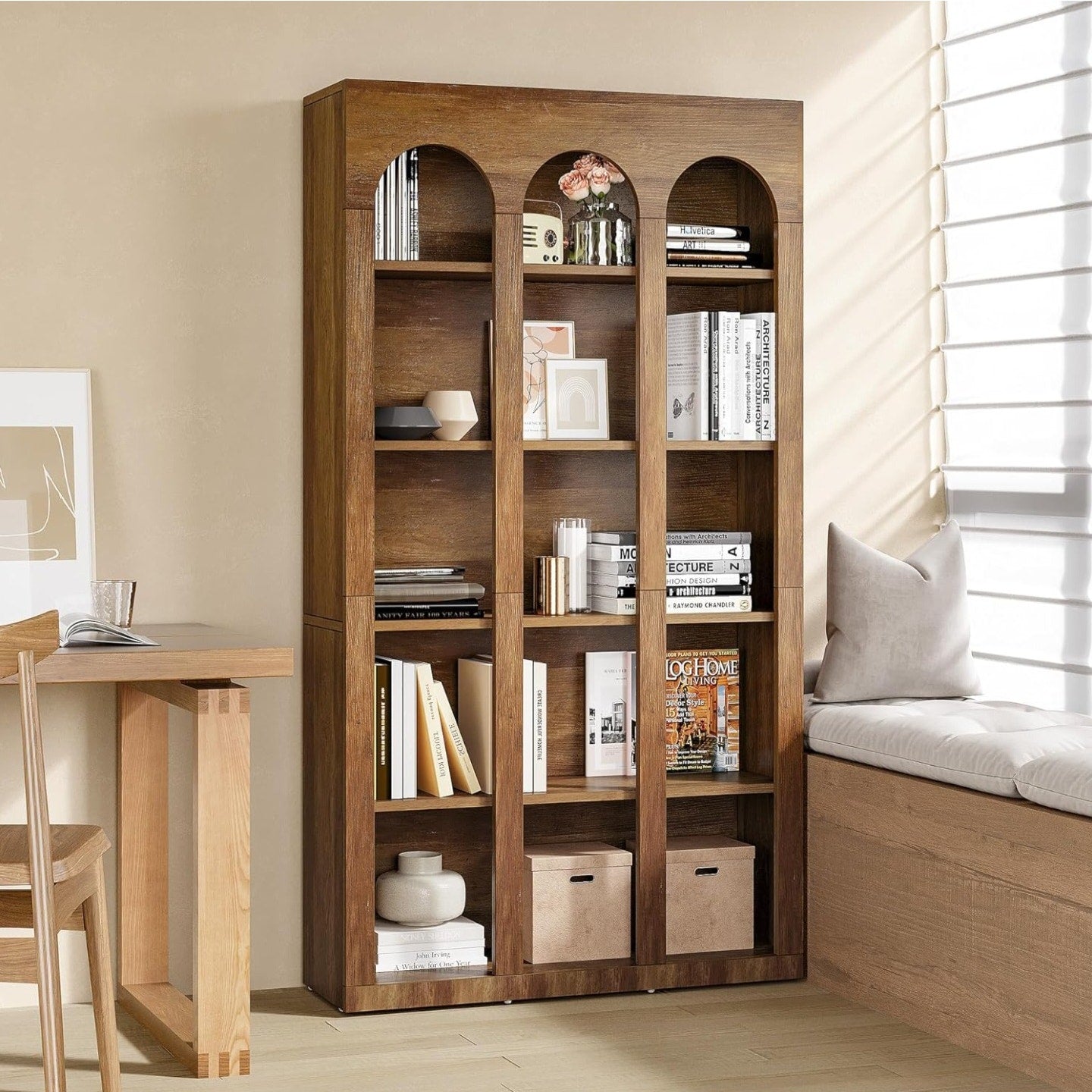 LITTLE TREE 5-Tier Bookshelf, 70.8-in Tall Bookcase with Open Shelves, Wooden Display Bookshelves