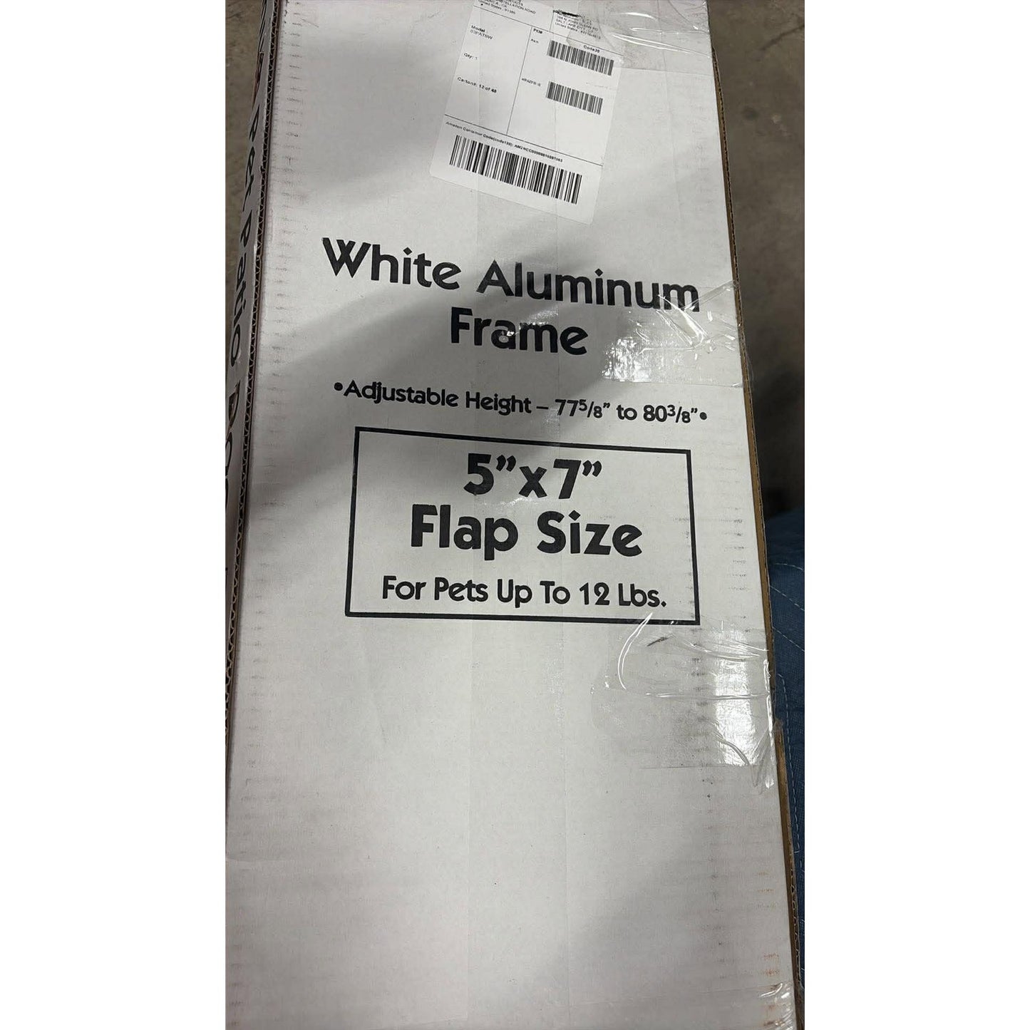 Aluminum Pet Patio Door, 5" x 7" Flap Size | Adjustable Height 77-5/8" to 80-3/8", White