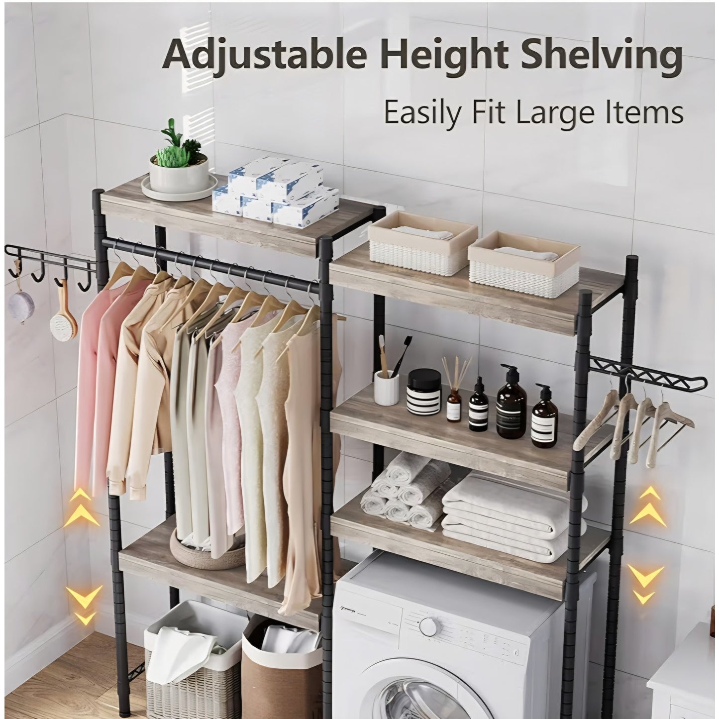 Laundry Room Organization and Storage,5 Tier Wood