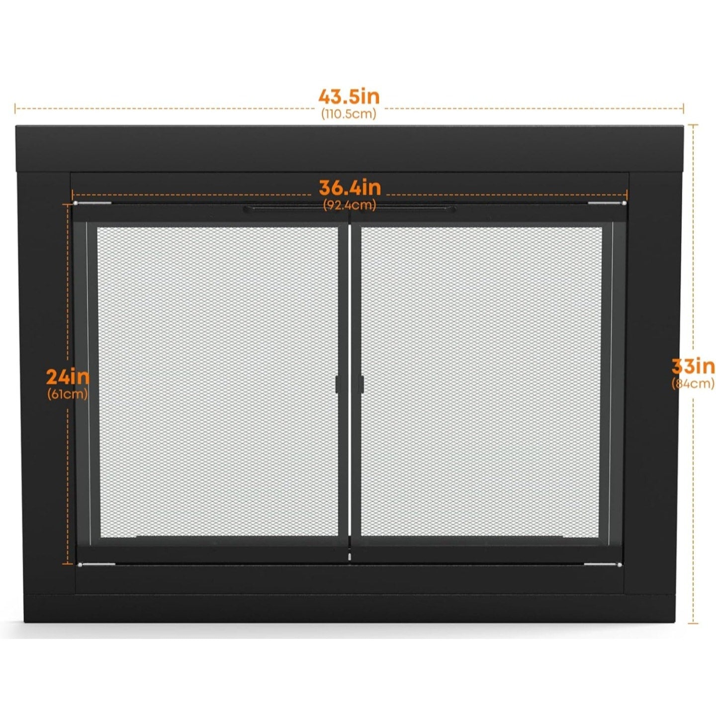 Stanbroil Fireplace Glass Cabinet-Style Door, Black Finish, Large, Decorative Fireplace Screen Door for Fireplace Accessories