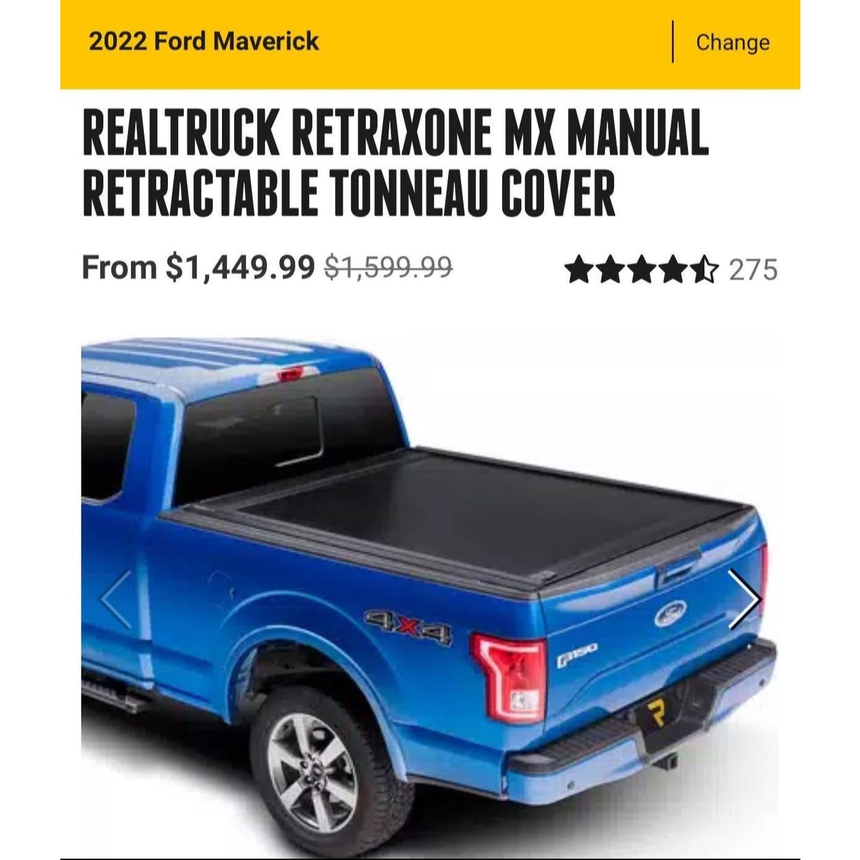 REALTRUCK RETRAXONE MX MANUAL RETRACTABLE TONNEAU COVER FORD MAVERICK
