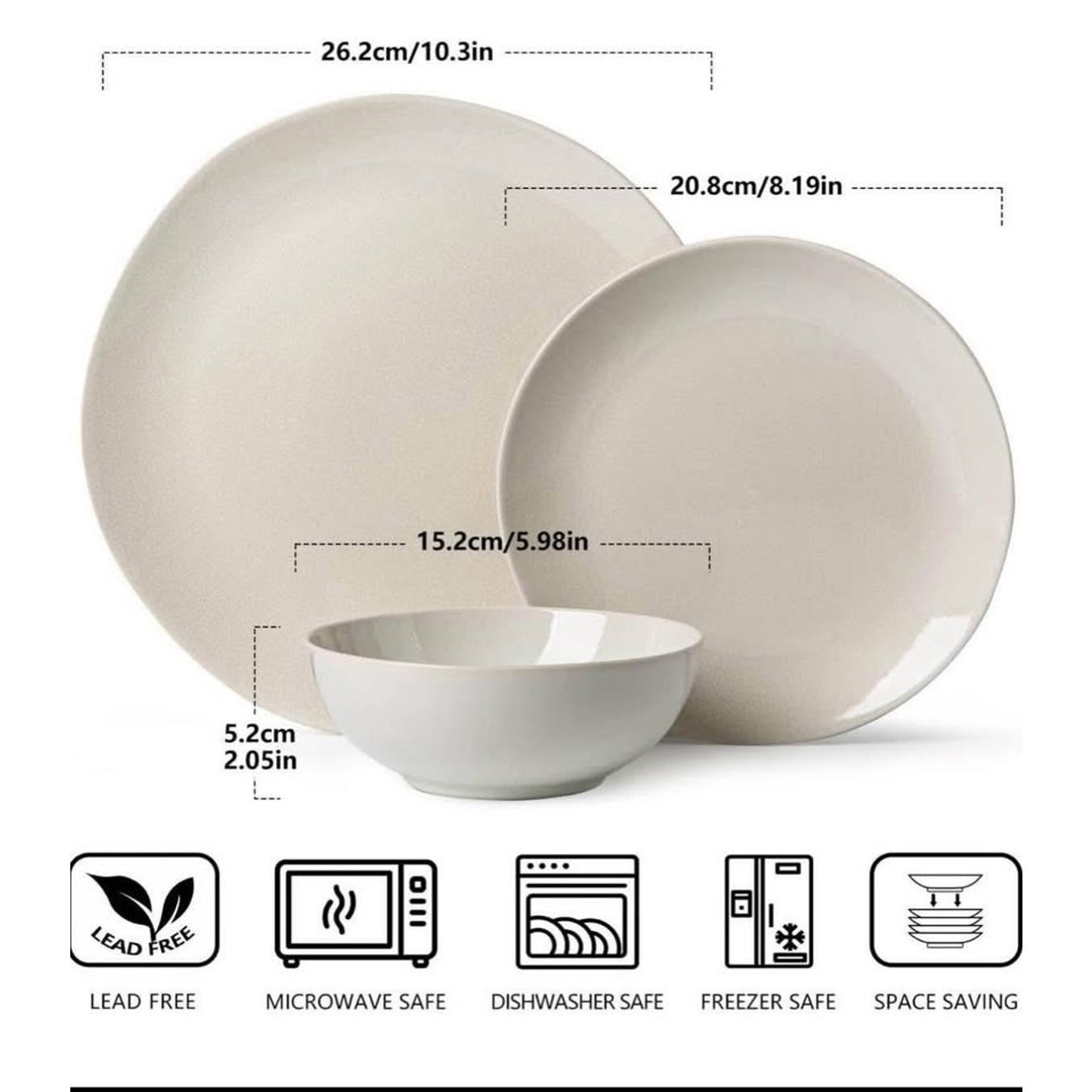 Ceramic Dinnerware Sets-12 Pieces Set, Plates Pasta Bowls Soup Bowls, Modern Stoneware Dishes, React
