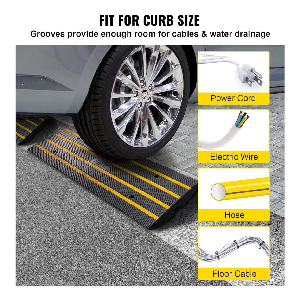 VEVOR Rubber Curb Ramp for Driveway 3 Pack