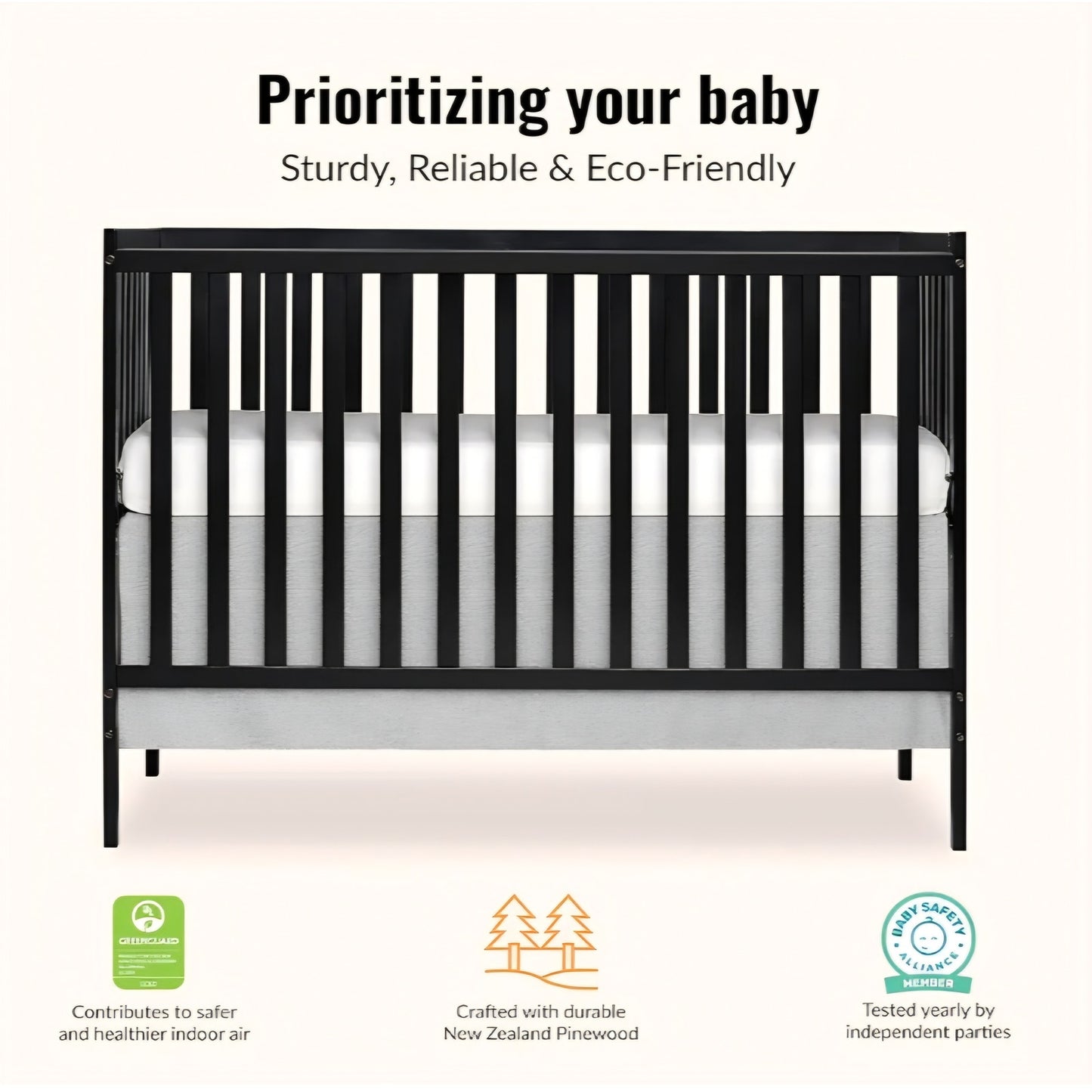 Dream On Me Synergy 5-in-1 Convertible Full-Size Baby Crib with Toddler, Day & Full Bed