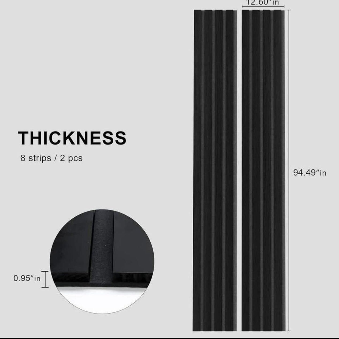 ROOMTEC Acoustic Wood Wall Panels, 94.49” x 12.6” Soundproof Wall Panels, Wood Slat Wall Panels for