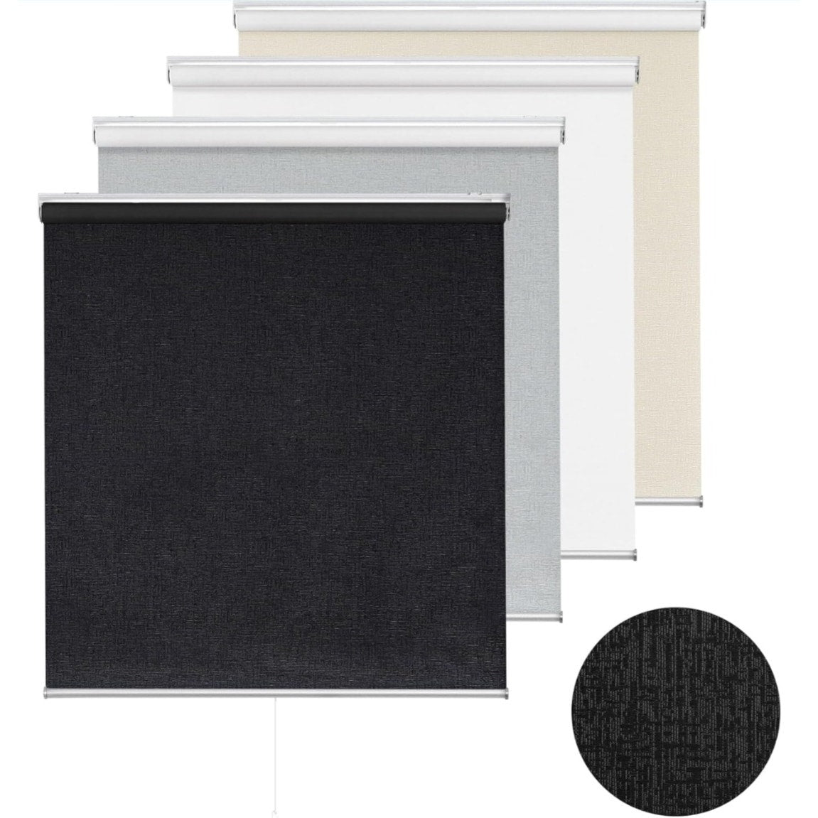 ChrisDowa Blinds Cordless Blackout Roller Shade with Spring System, Black, 37" W x 72" H