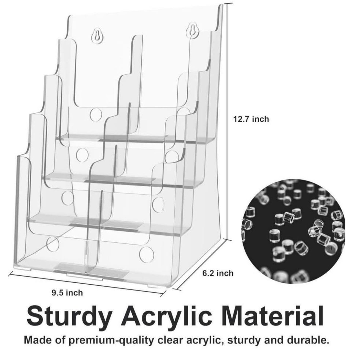 Hemsyc Brochure Holder 4 Tier 8.5 x 11 Brochure Display Stand with Removable Divider for 4 x 9 Acryl