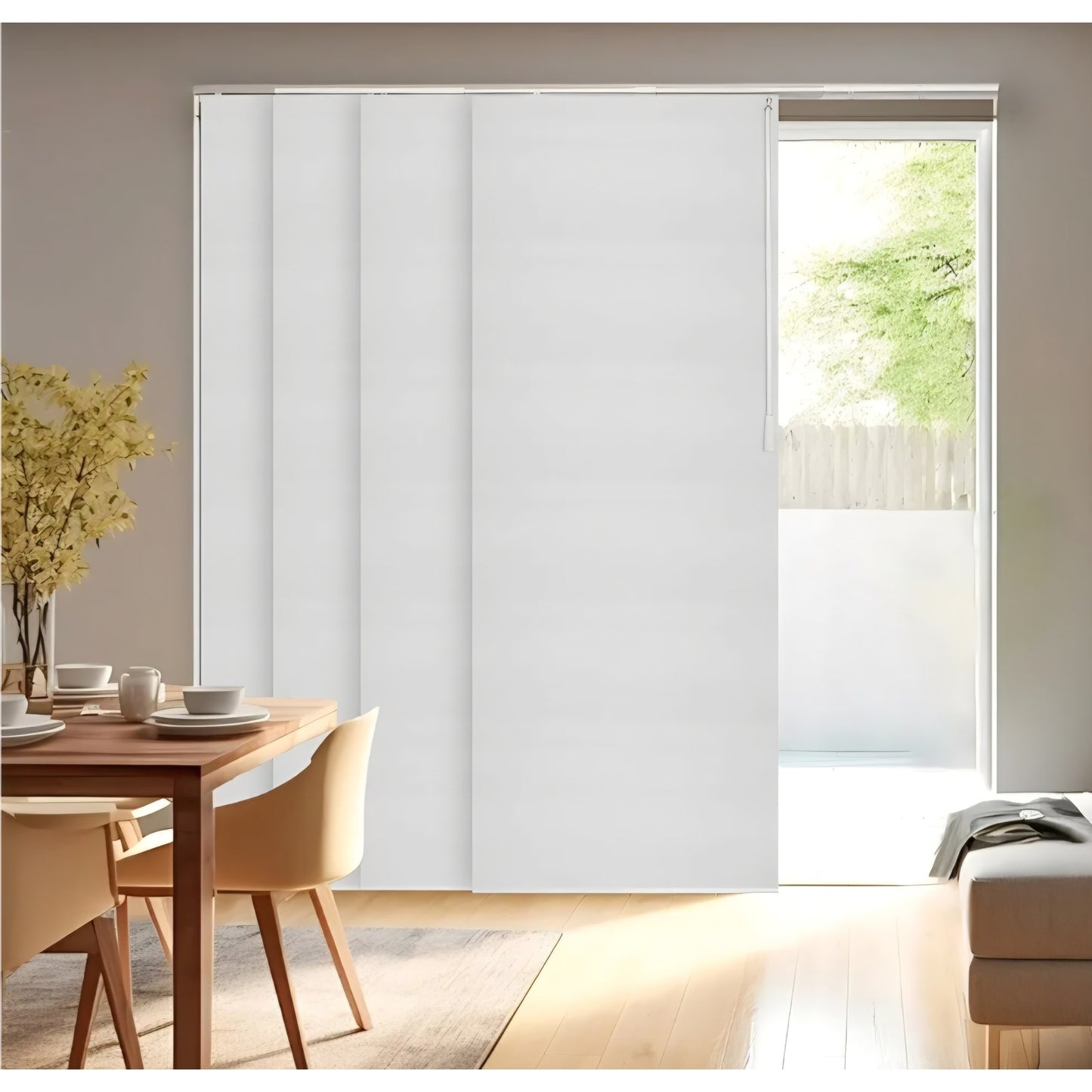 CHICOLOGY Blinds for Sliding Glass Doors ,Skyrise White (Light Filtering) W:46-86 x H: 0-96 inch