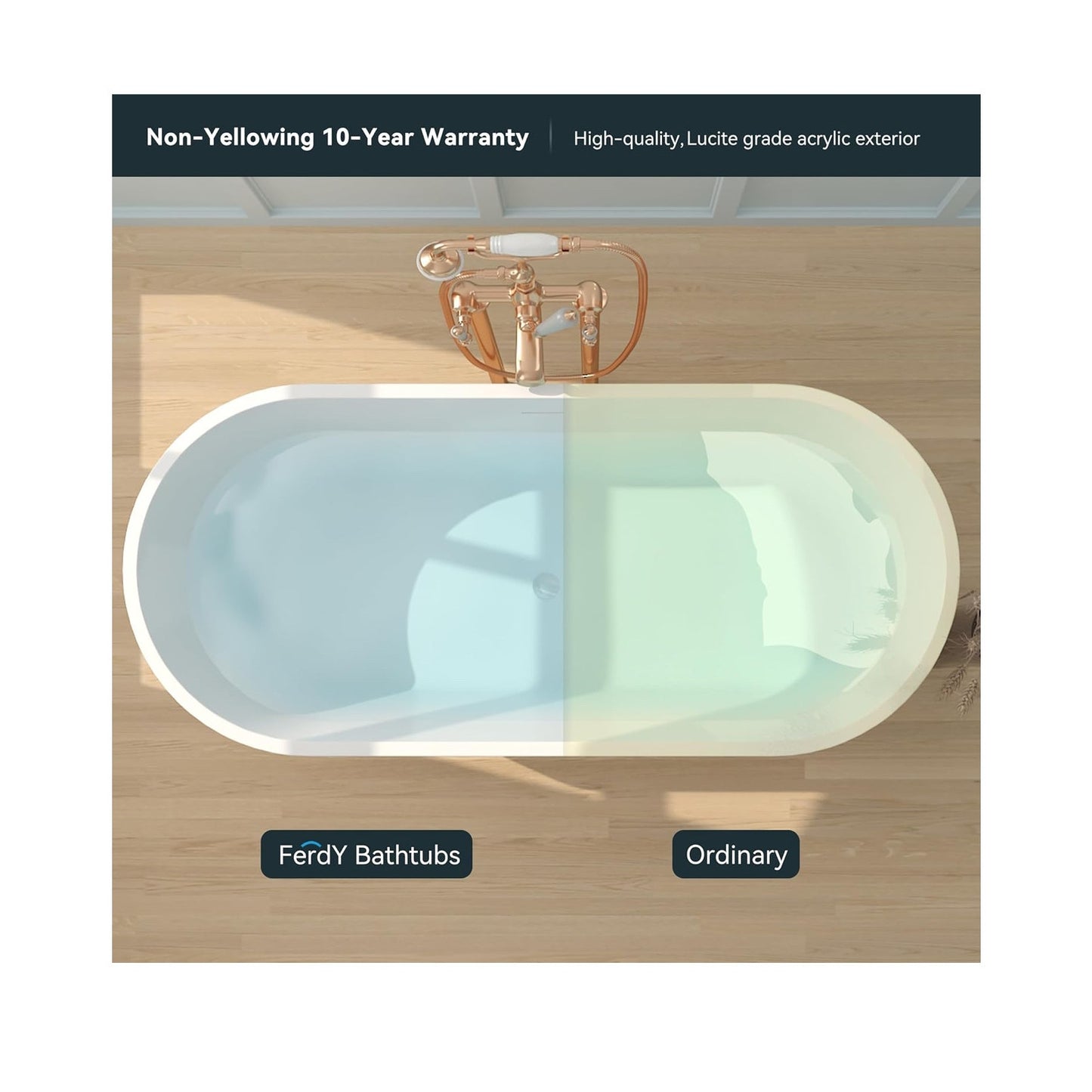 FerdY 67" Shangri-La Elite, Acrylic Freestanding Bathtub