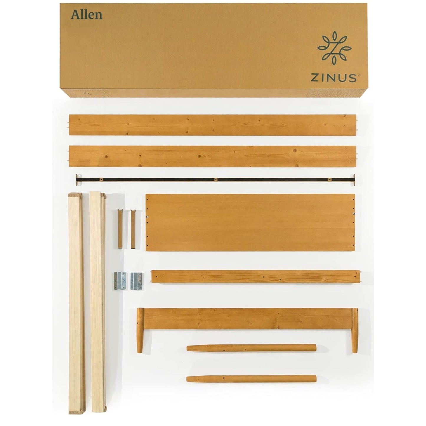 ZINUS Allen Mid Century Wood Platform Bed Frame, Solid Wood Foundation, Wood Slat Support,