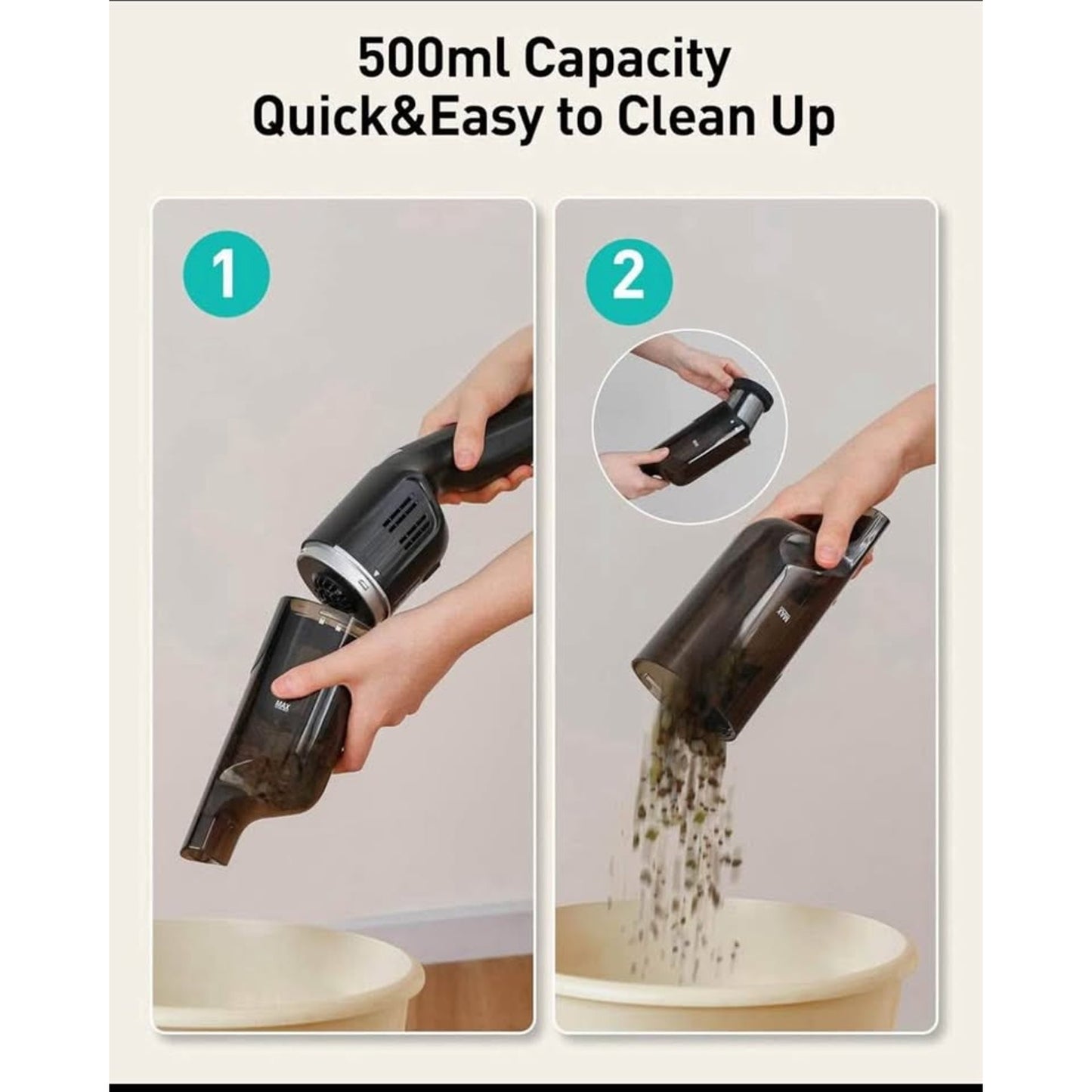 Aspiron Cordless Handheld Vacuum Cleaner, 15KPA Powerful Car Vacuum, Rechargeable, Charging Dock, Er