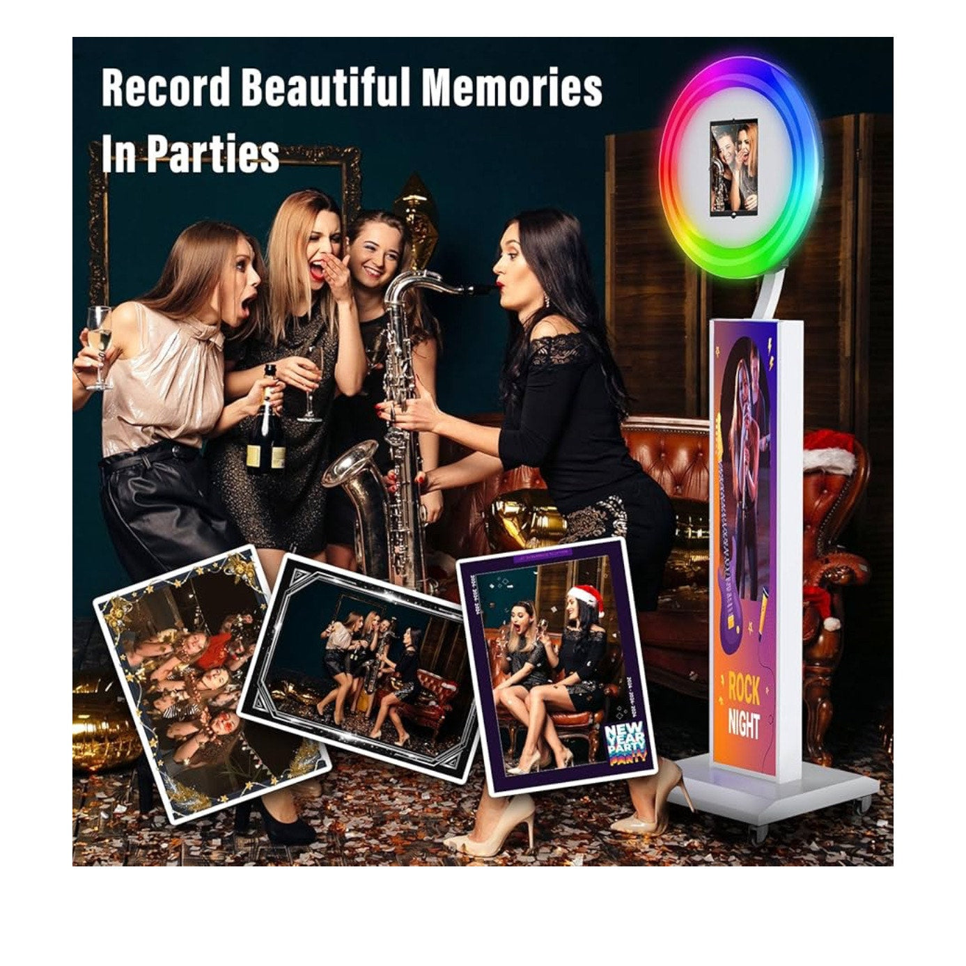JIYANG Portable Photo Booth Compatible with Any Ipad,Large Lightbox Ipad Photo Booth
