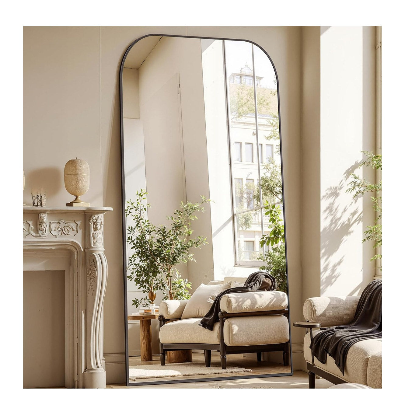Full Length Mirror with Stand 76"x34" Floor Mirror Freestanding, Arched