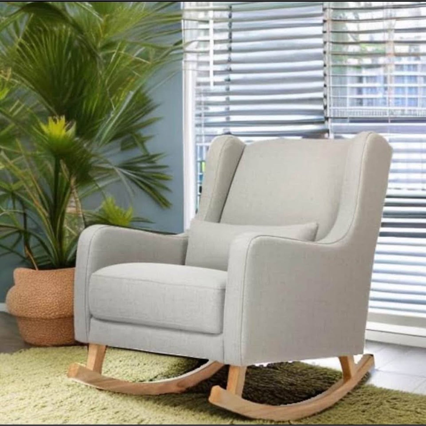 Babyletto Kai Rocker in Performance Grey Eco-Twill with Light Legs, Water Repellent & Stain Resistan