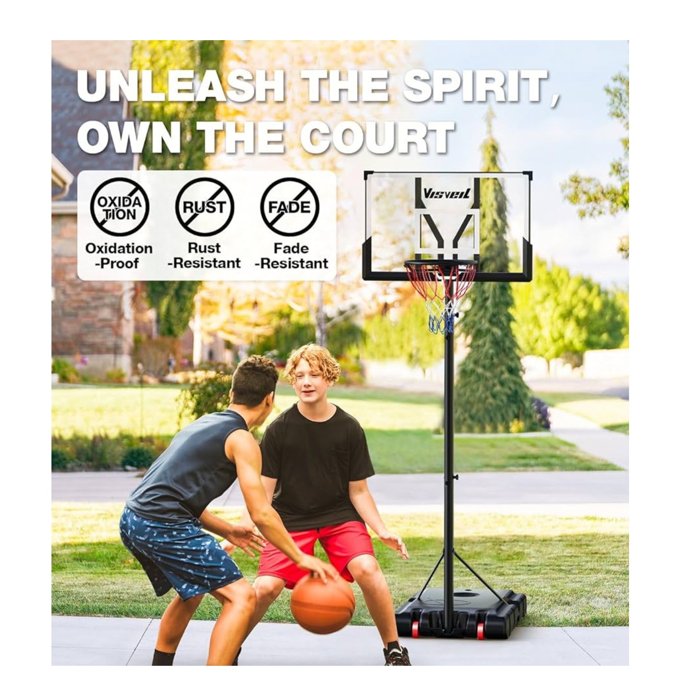 Basketball Hoop,Portable Basketball Hoop System for Outdoor, Adjustable Height.