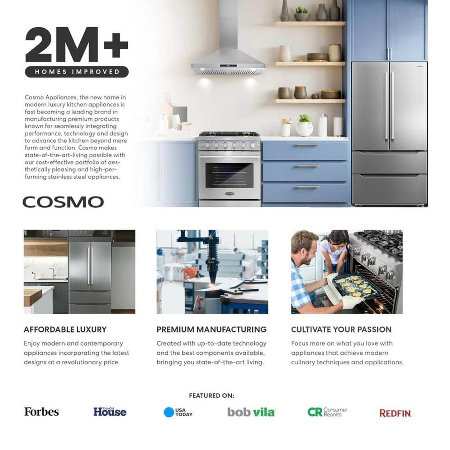 COSMO COS-668ICS750 30 in. Lumin Collection 380 CFM Ducted Island Range Hood, Soft Touch Controls