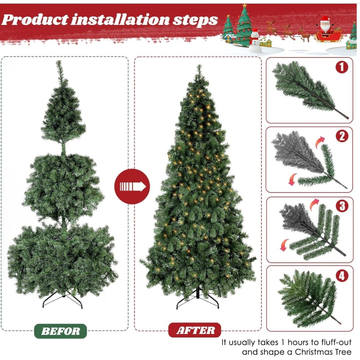 6.5ft Pre-Lit Artificial Holiday Christmas Spruce Tree for Home, Office, Party Decoration