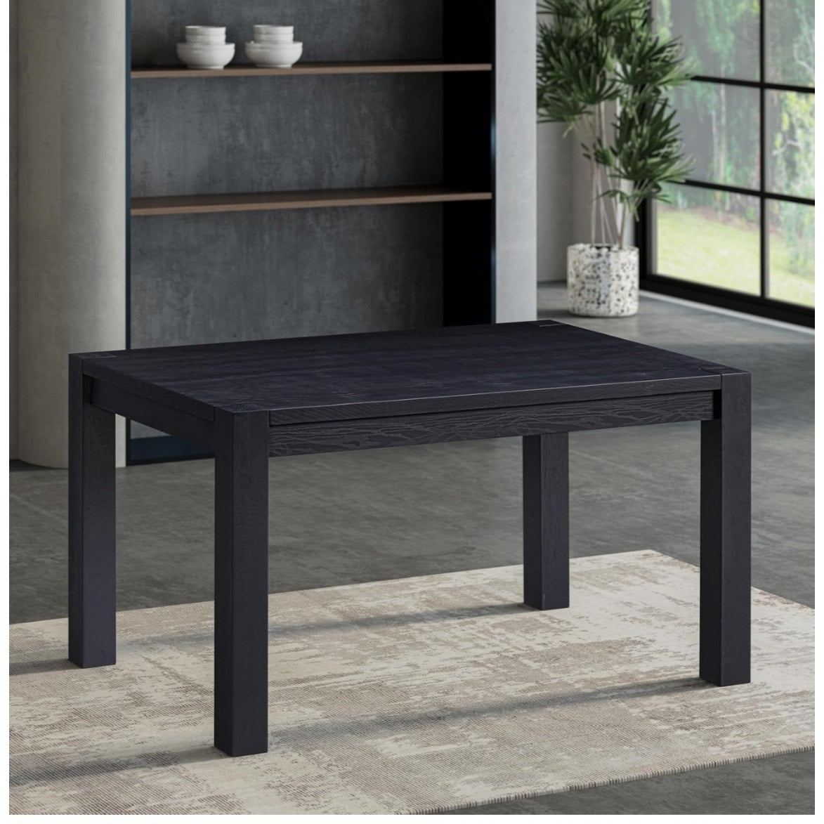 NTC Block 55 Inch Modern Farmhouse Dining Table, Rectangular Dinner Table for Dining Room,