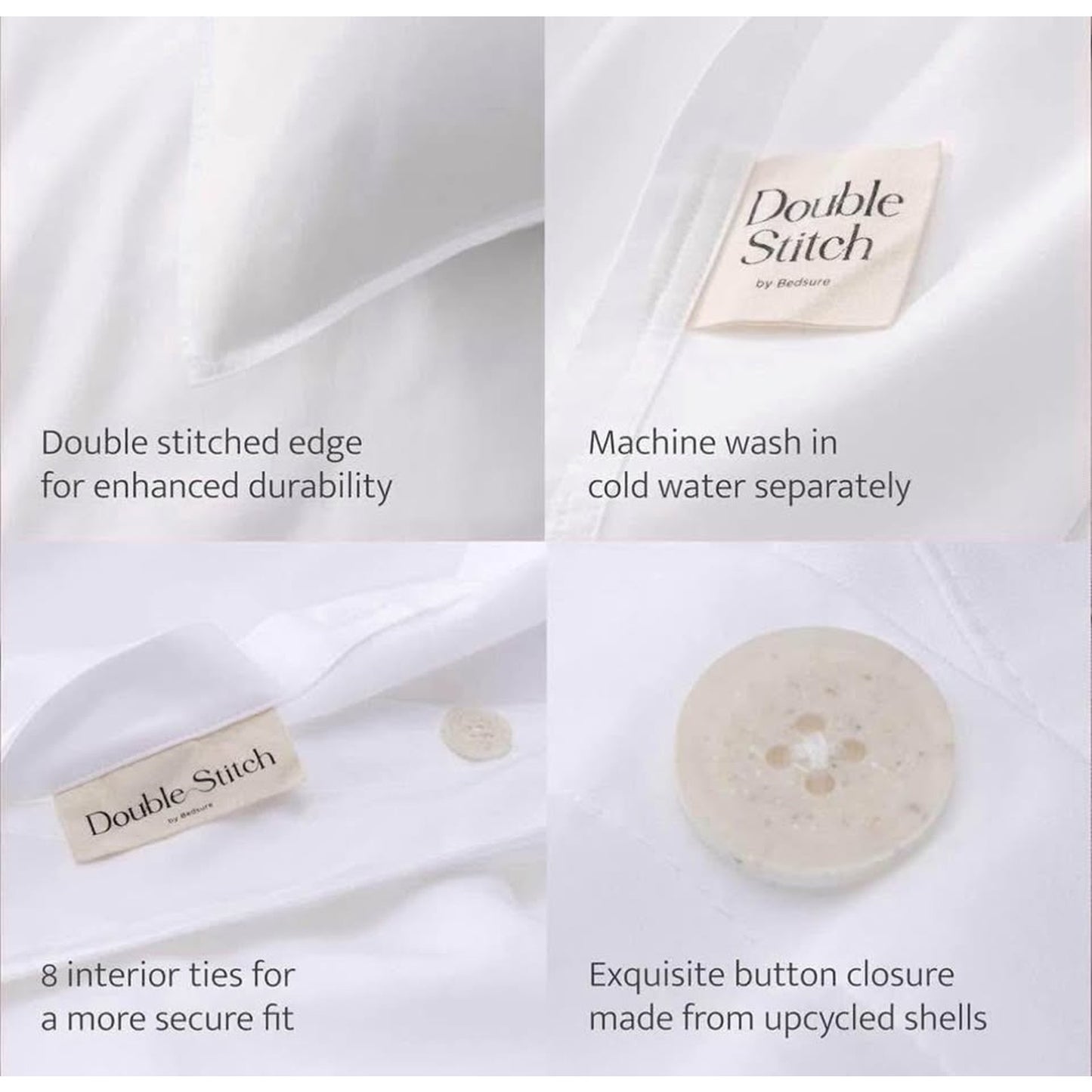 Double Stitch Cotton Tencel Duvet Cover - Queen Size Comforter Cover, Luxury & Soft Eucalyptus Lyoce