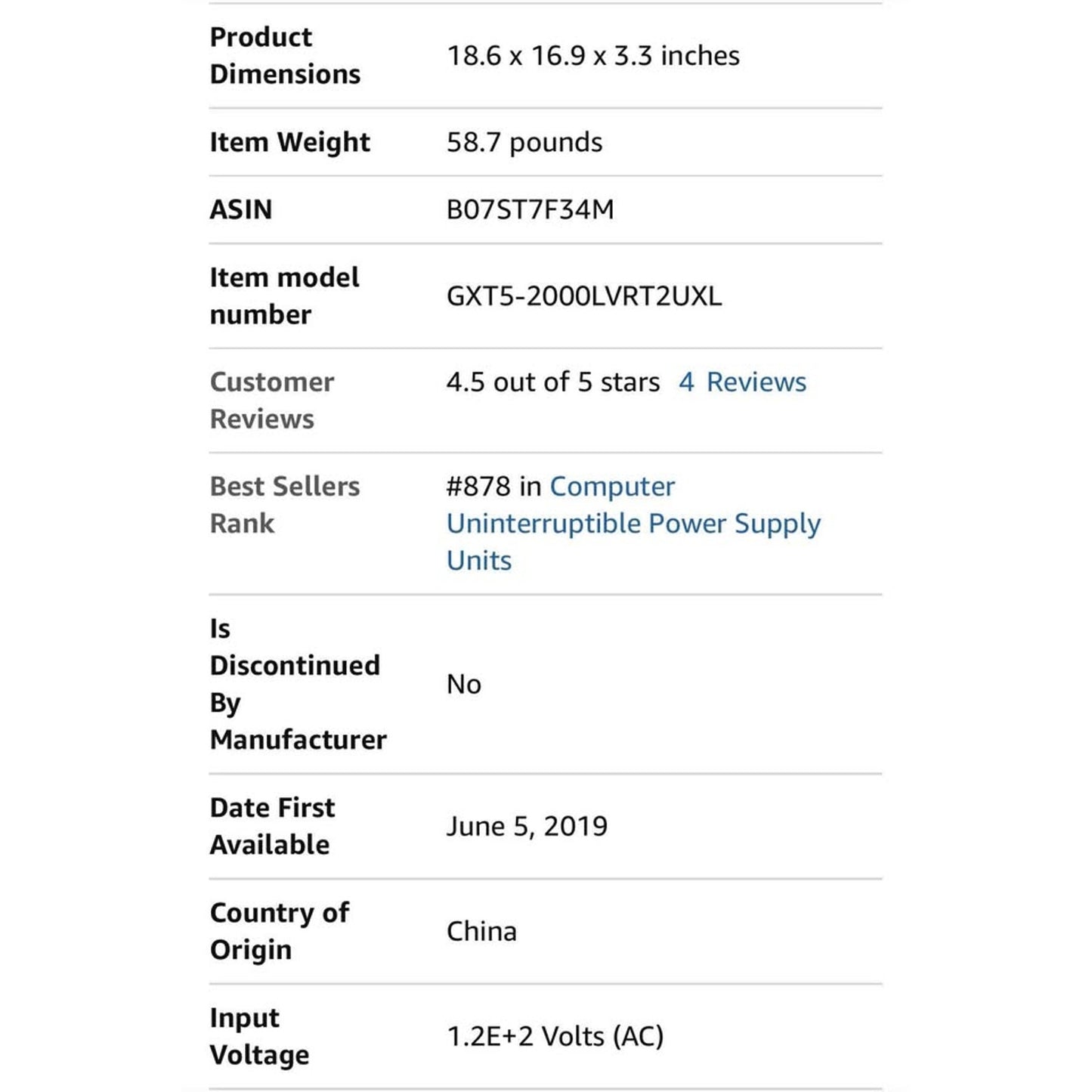 Vertiv Liebert GXT5 UPS - 2000VA/1800W 120V, Online Double Conversion, 2U Rack/Tower, Energy Star Ce