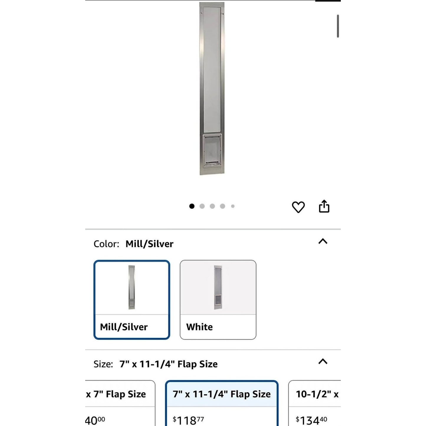 Ideal Pet Products Aluminum Pet Patio Door, Adjustable Height 77-5/8" to 80-3/8", 7" x 11-1/4" Flap