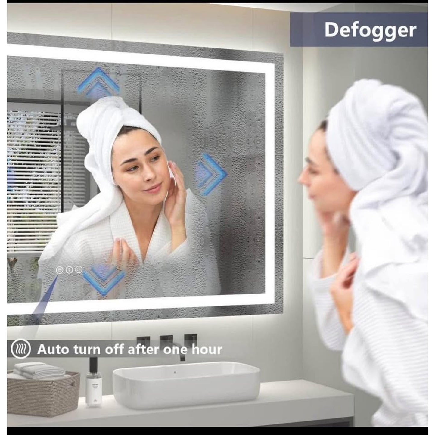 Led Bathroom Mirror 60x36, Large Illuminated Dimmable Vanity Mirror with Lights, Backlit and Front L