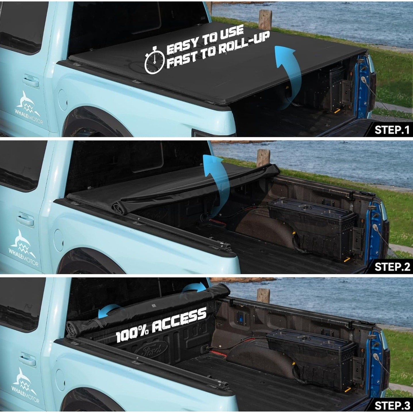 Truck Bed Tonneau Cover Compatible with Ford Super Duty 8.2 ft Long Box, 1999-2025 F250 F-250 F350
