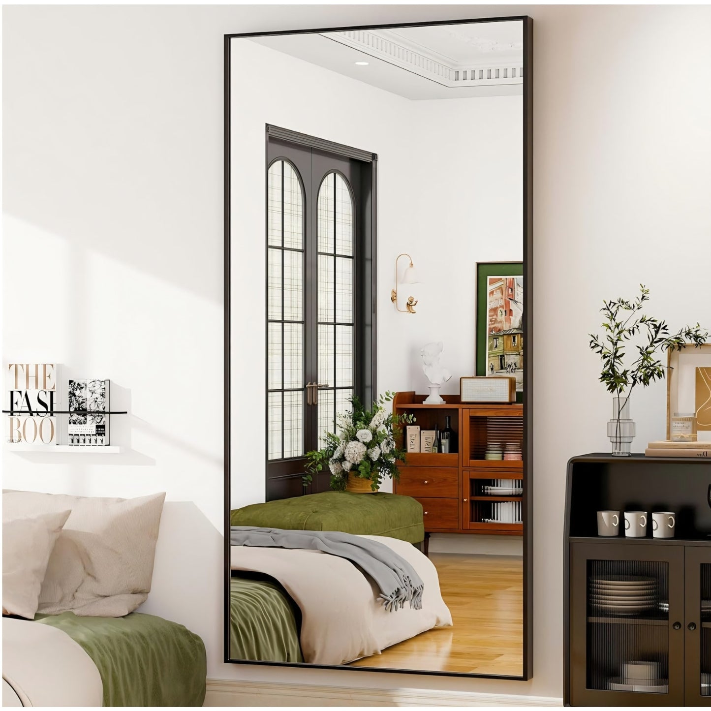 GLSLAND 76"x34" Full Length Mirror Extra Large Hanging or Leaning Rectangle Mirror Aluminum Alloy