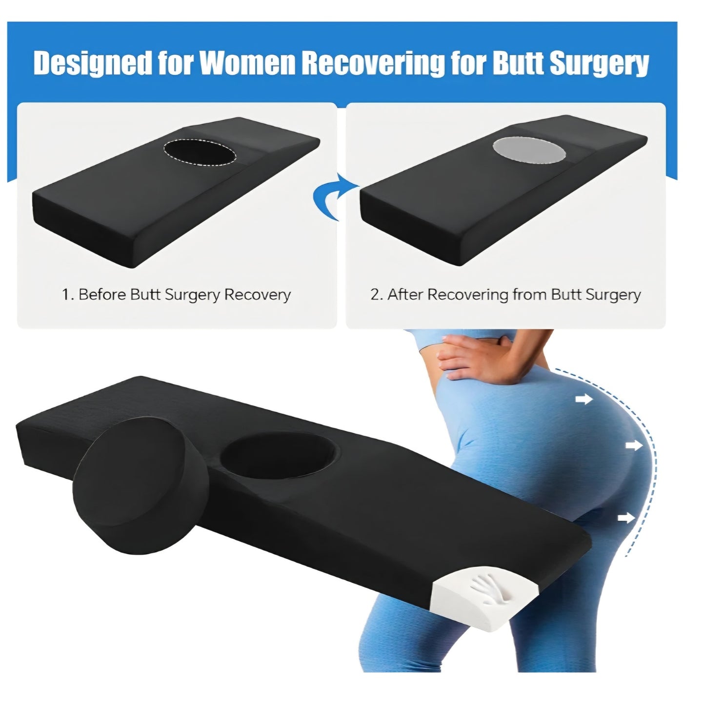 HOMBYS BBL Bed After Surgery for Sleeping with Hole,High Density Foam BBL Mattress with Hole