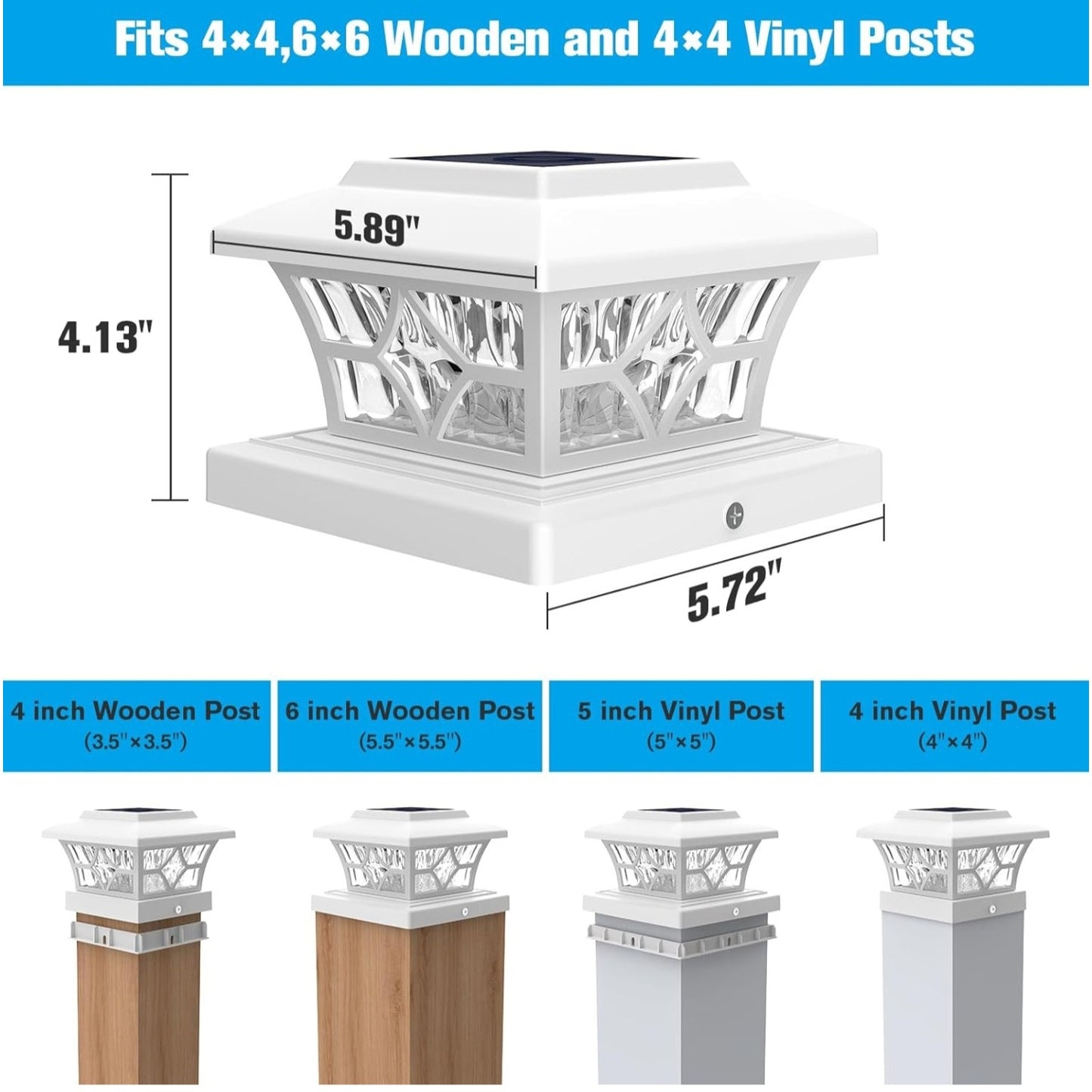 VOLISUN Solar Post Cap Lights Outdoor, Solar Powered Fence Cap Lights for 4x4 Vinyl/Wood, White