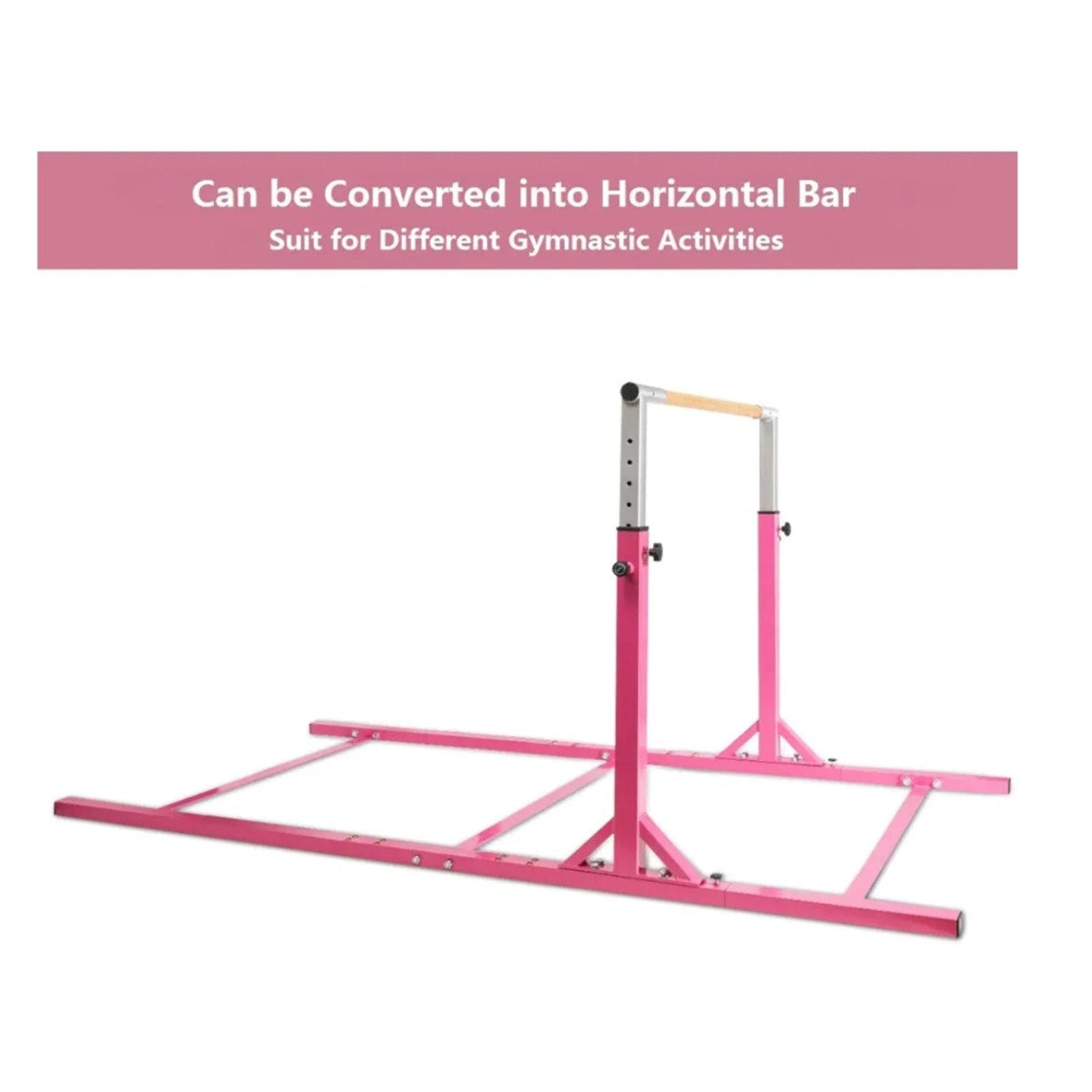 Costzon Double Horizontal Bars, Junior Gymnastic Training Parallel Bars w/11-Level 38-55" Adjustabl