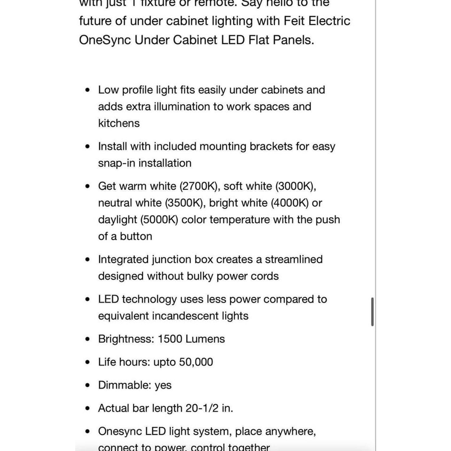 Feit Electric 20.5 in. (Fits 24 in. Cabinet) Hardwire White Dimmable Integrated LED Color Changing C