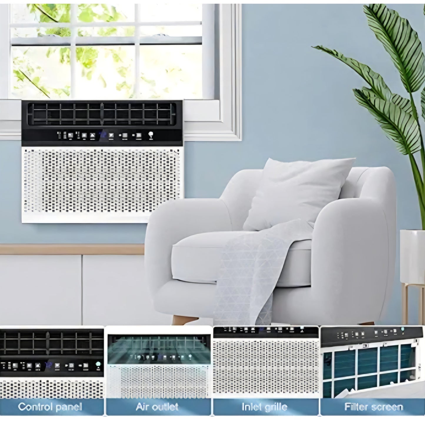 Antarctic Star 10,000 BTU Window Air Conditioners, U-Shaped Air Condtioner Window Unit Cools up to 450 Sq. Ft, 6 Modes 24H Timer Energy-saving Window AC Units, Easy to Install, White